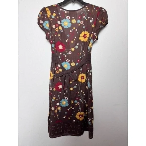 Johnnie Martin Dress Women's L Brown Floral Botanical Weekend Bohemian Feminine - Picture 6 of 12